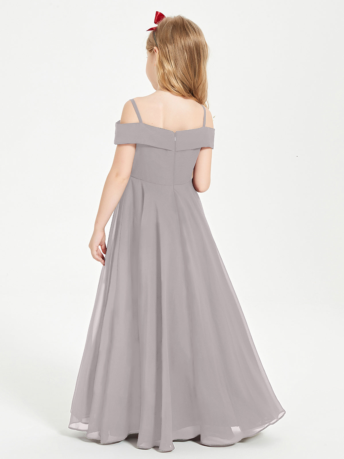 Off-the-Shoulder Dresses for Stylish Junior Bridesmaids Silver
